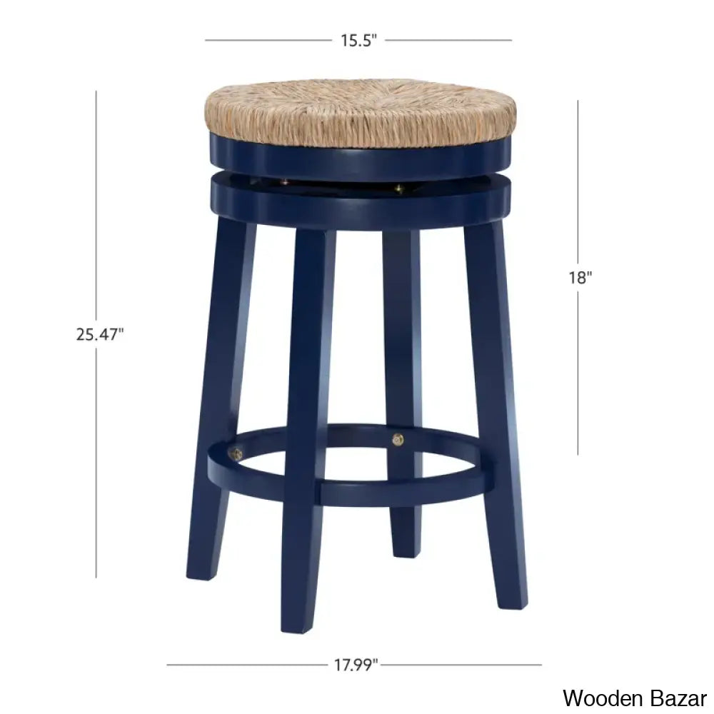 Granvillev Swivel Solid Wood Woven Seat Bar & Counter Stool