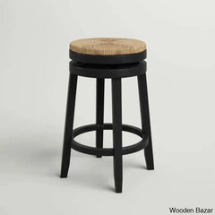 Granvillev Swivel Solid Wood Woven Seat Bar & Counter Stool