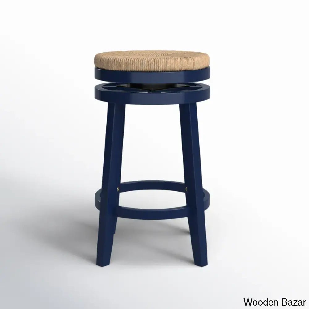 Granvillev Swivel Solid Wood Woven Seat Bar & Counter Stool