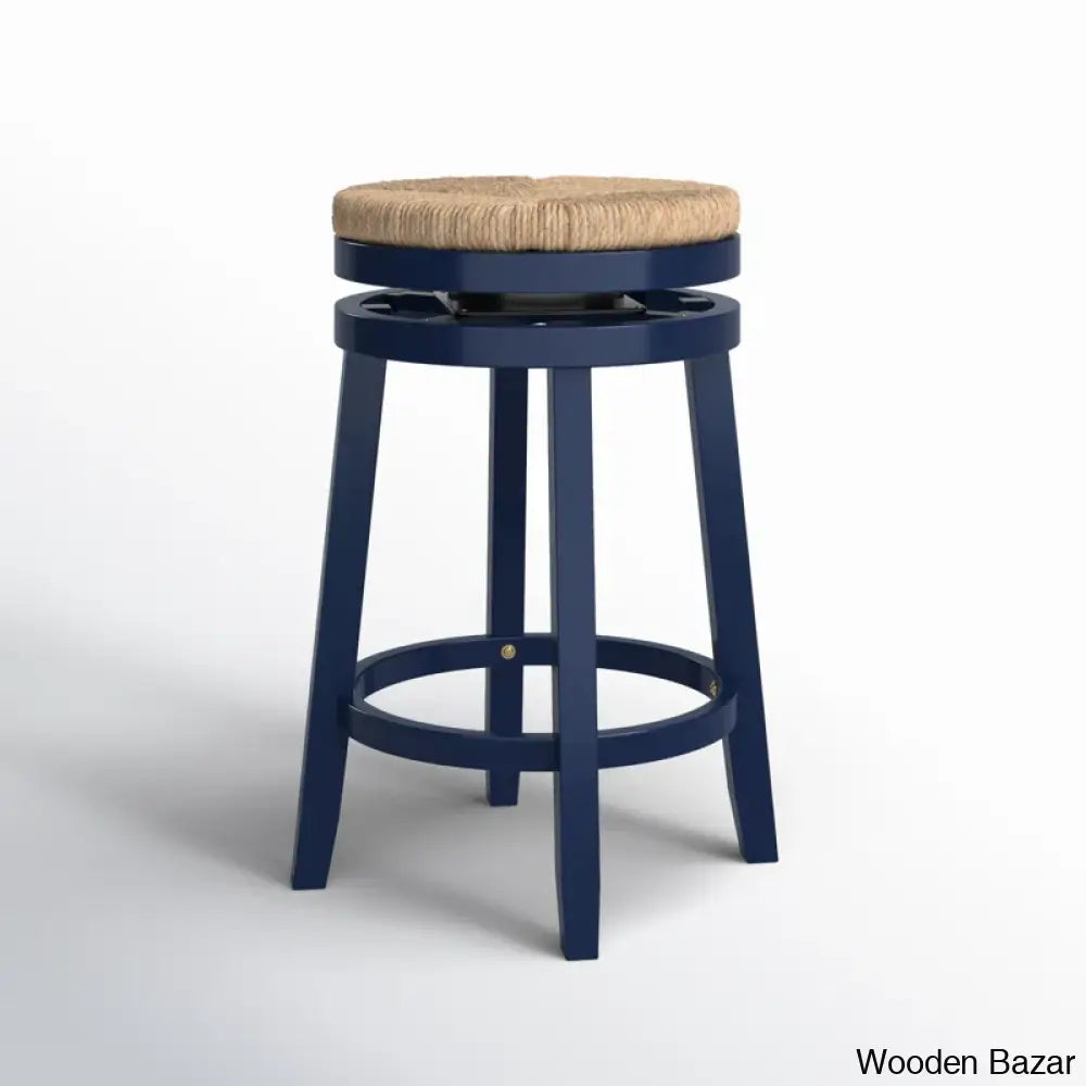 Granvillev Swivel Solid Wood Woven Seat Bar & Counter Stool