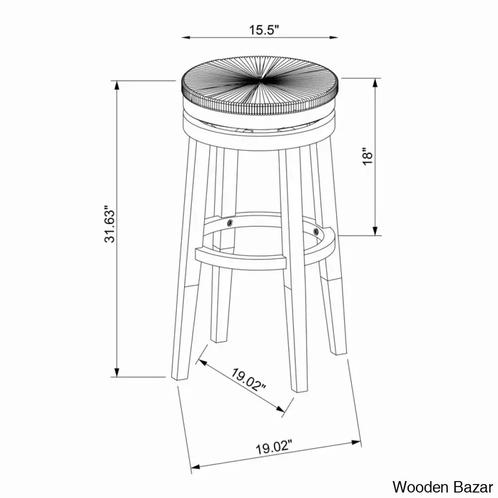 Granvillev Swivel Solid Wood Woven Seat Bar & Counter Stool