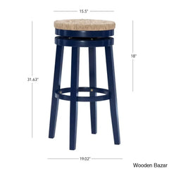 Granvillev Swivel Solid Wood Woven Seat Bar & Counter Stool