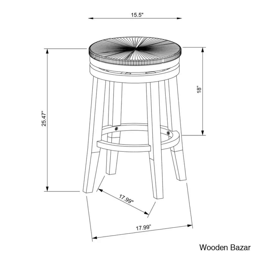 Granvillev Swivel Solid Wood Woven Seat Bar & Counter Stool