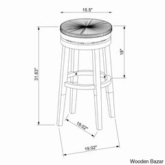 Granvillev Swivel Solid Wood Woven Seat Bar & Counter Stool