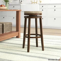 Granvillev Swivel Solid Wood Woven Seat Bar & Counter Stool Black / (31.5’’ Height)