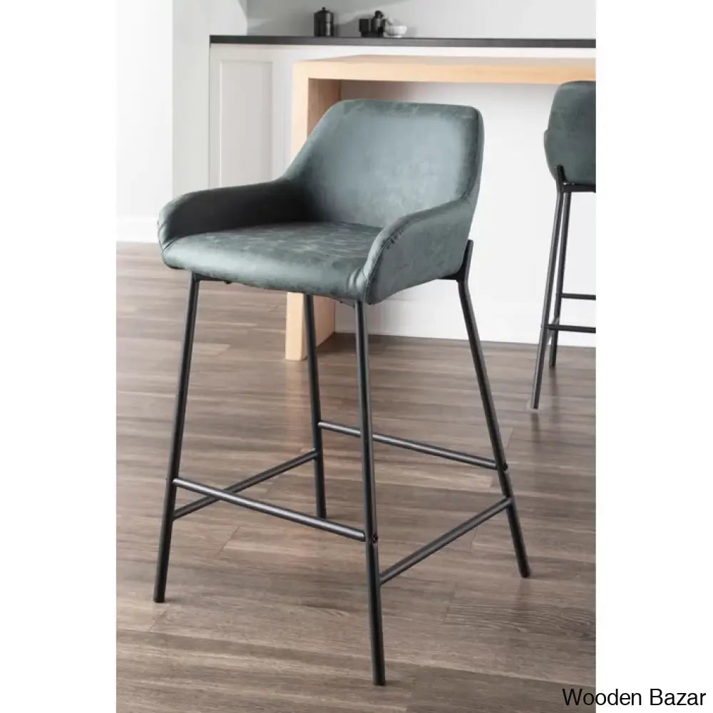 Greelys Swivel Upholstered 24.75’’ Counter And Bar Stool With Metal Frame (Set Of 2)