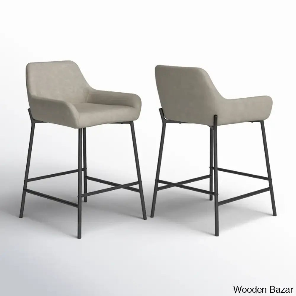 Greelys Swivel Upholstered 24.75’’ Counter And Bar Stool With Metal Frame (Set Of 2)