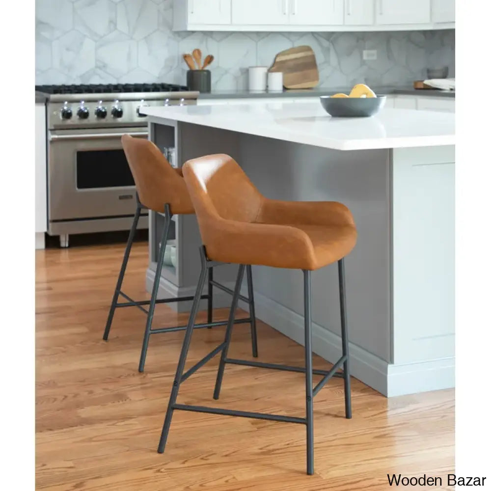 Greelys Swivel Upholstered 24.75’’ Counter And Bar Stool With Metal Frame (Set Of 2)