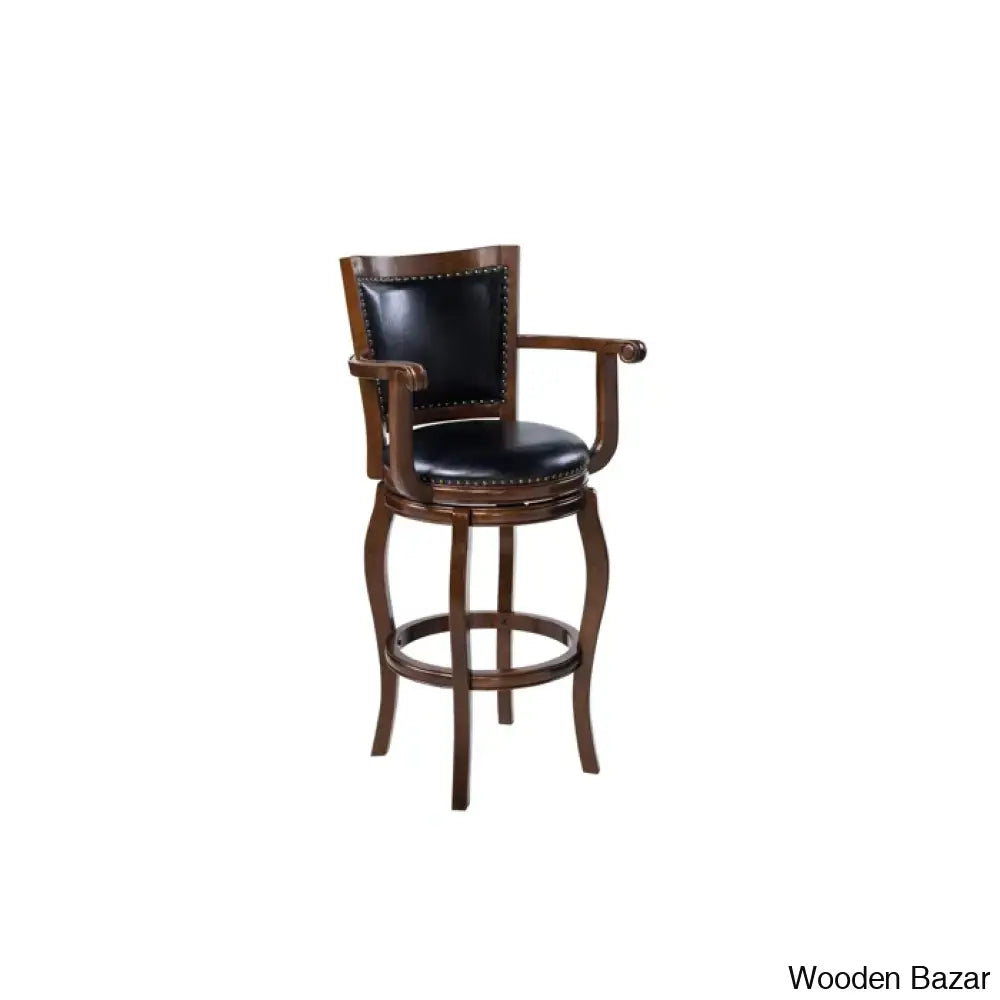 Greero Swivel Counter And Bar Stool Set Of 2- Wooden Bazar