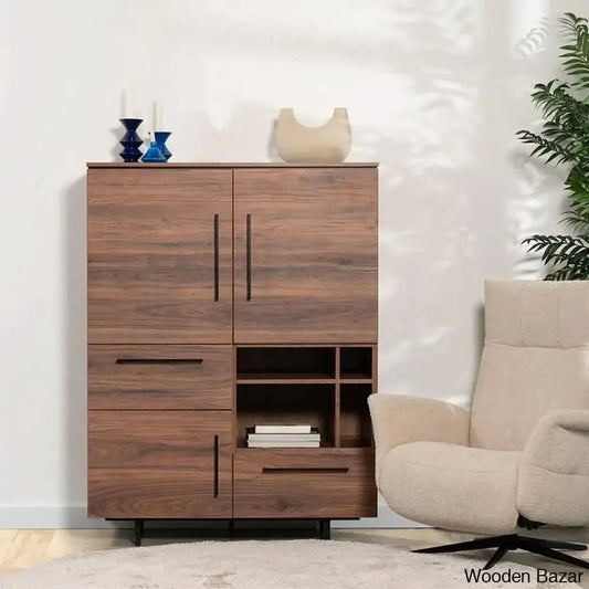 Gremio Stylish Solid Wood Roswell Storage Cabinet - Wooden Bazar