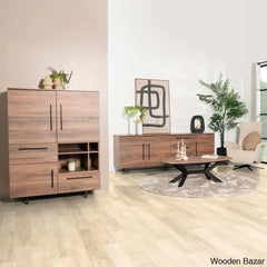 Gremio Stylish Solid Wood Roswell Storage Cabinet - Wooden Bazar
