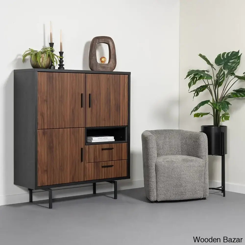 Griffin Stylish Solid Wood Roswell Storage Cabinet - Wooden Bazar