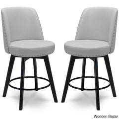 Griggstownz Swivel Upholstered 26’’ Counter Stool (Set Of 2) Light Gray