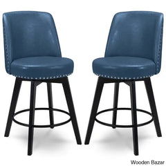 Griggstownz Swivel Upholstered 26’’ Counter Stool (Set Of 2) Navy