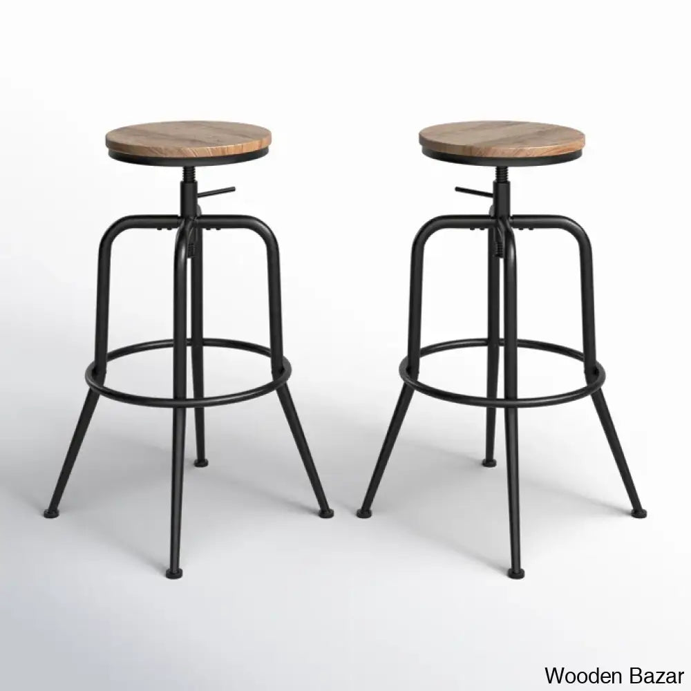 Grundys Swivel Lifting Height Counter And Bar Stools For Kitchen Island With Metal Frame (Set Of 2)