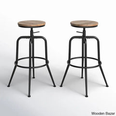 Grundys Swivel Lifting Height Counter And Bar Stools For Kitchen Island With Metal Frame (Set Of 2)