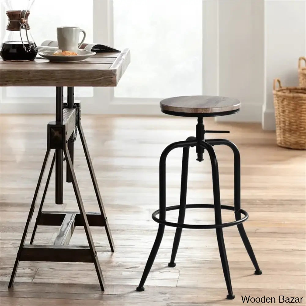 Grundys Swivel Lifting Height Counter And Bar Stools For Kitchen Island With Metal Frame (Set Of 2)