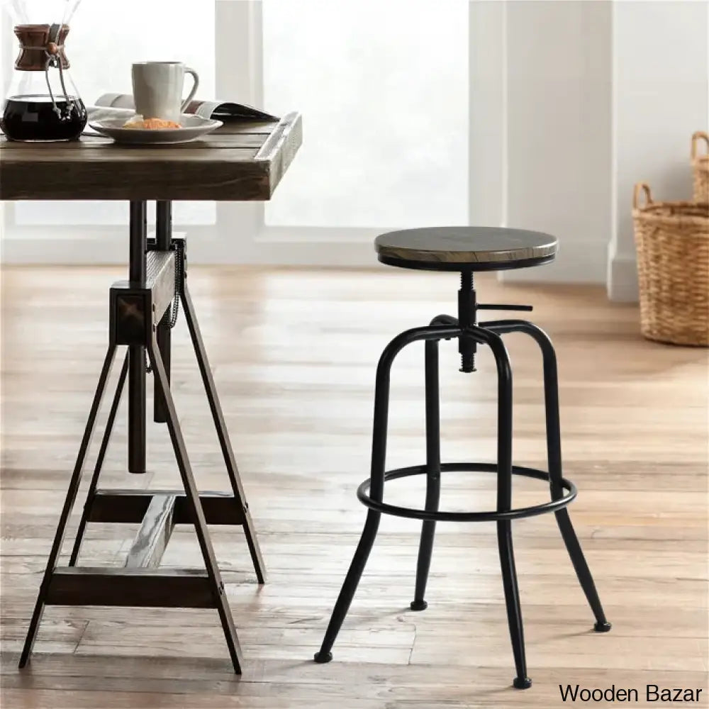 Grundys Swivel Lifting Height Counter And Bar Stools For Kitchen Island With Metal Frame (Set Of 2)