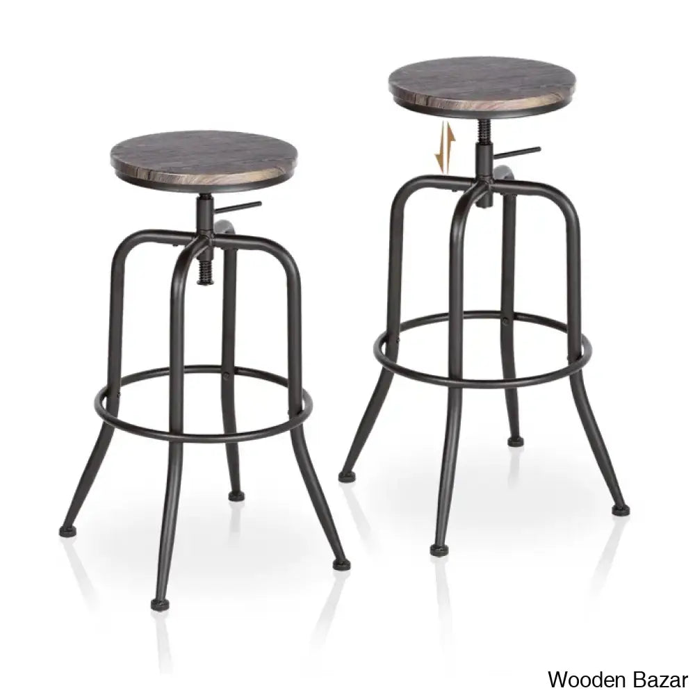 Grundys Swivel Lifting Height Counter And Bar Stools For Kitchen Island With Metal Frame (Set Of 2)