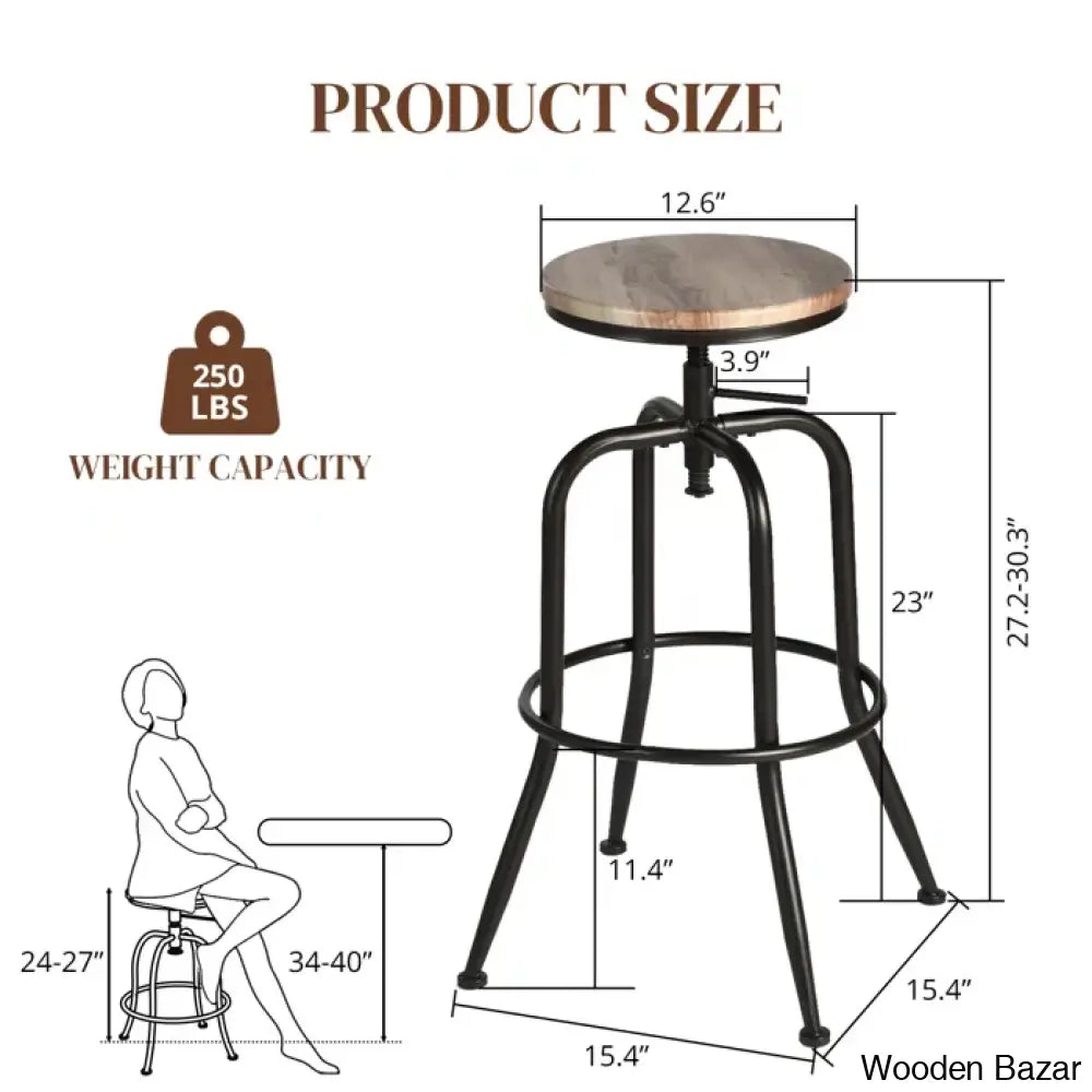 Grundys Swivel Lifting Height Counter And Bar Stools For Kitchen Island With Metal Frame (Set Of 2)