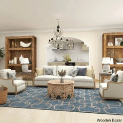 Guillermo Wooden Handmade Intricately Carved Floral Living Room Coffee Table With Hollow Interior