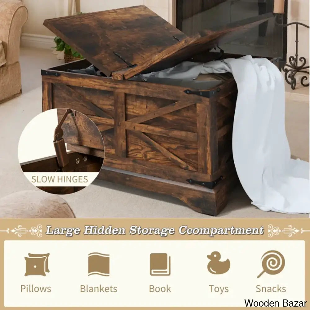 Gulkish Farmhouse Square Storage Coffee And Center Table With Hinged Lift Top For Living Room