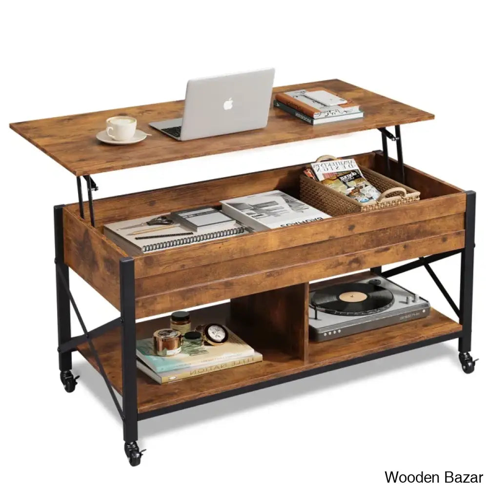 Gutie Lift Top Coffee And Center Table With Storage & 4 Casters