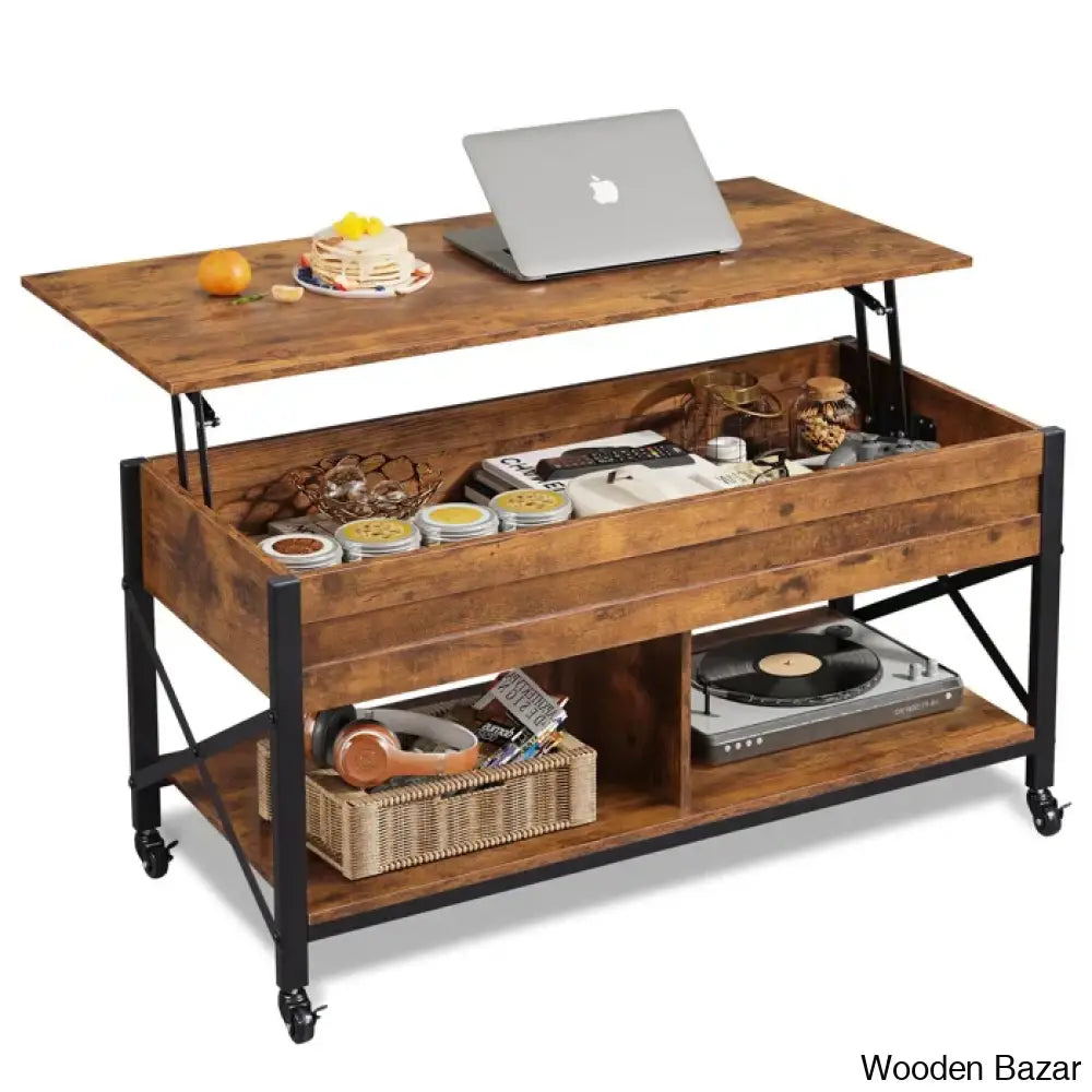 Gutie Lift Top Coffee And Center Table With Storage & 4 Casters