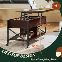 Gutie Lift Top Coffee And Center Table With Storage & 4 Casters