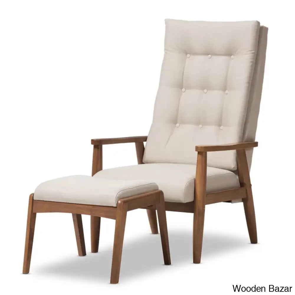 Hale New Upholstered Accent Chair With Ottoman - Wooden Bazar