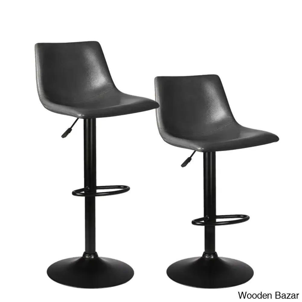 Halimaz Swivel Upholstered Adjustable Height Counter And Bar Stool With Metal Frame (Set Of 2)