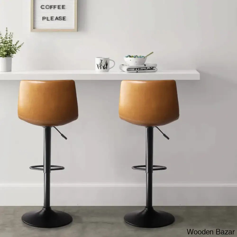 Halimaz Swivel Upholstered Adjustable Height Counter And Bar Stool With Metal Frame (Set Of 2)