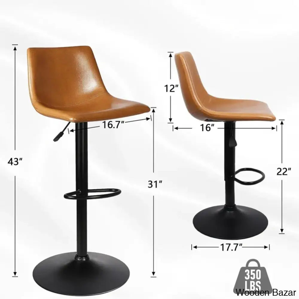 Halimaz Swivel Upholstered Adjustable Height Counter And Bar Stool With Metal Frame (Set Of 2)