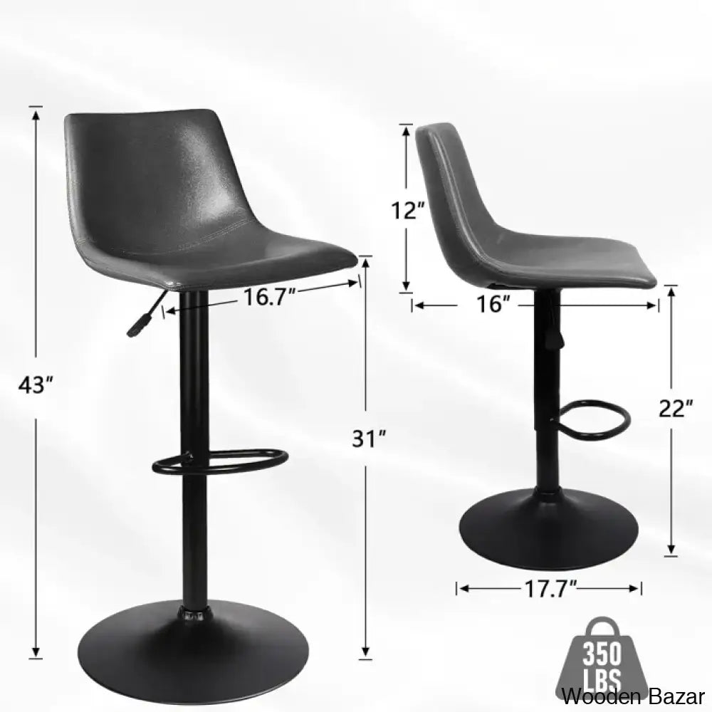 Halimaz Swivel Upholstered Adjustable Height Counter And Bar Stool With Metal Frame (Set Of 2)