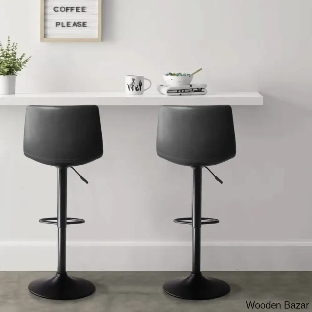 Halimaz Swivel Upholstered Adjustable Height Counter And Bar Stool With Metal Frame (Set Of 2)