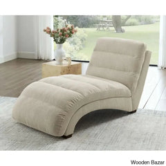 Hamingo New Upholstered Chaise Lounge - Wooden Bazar Beige Corduroy