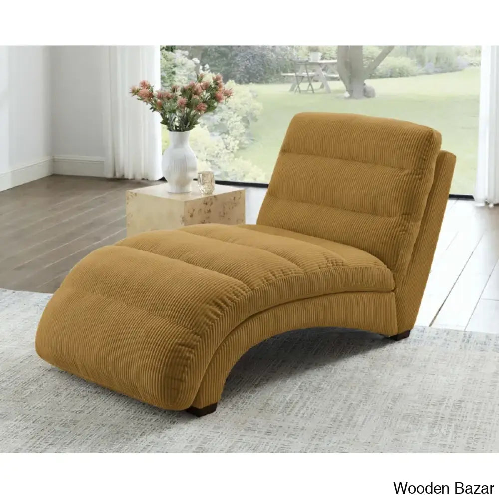 Hamingo New Upholstered Chaise Lounge - Wooden Bazar Ginger Corduroy