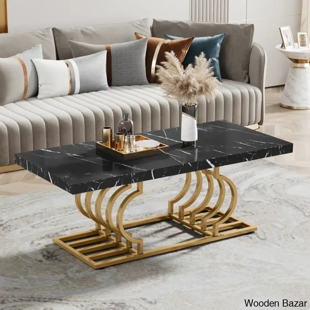 Hampto Coffee And Center Table Black/Gold