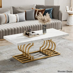 Hampto Coffee And Center Table White/Gold