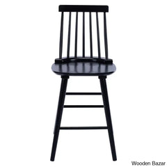 Hanic 24’’ Wide Swivel Square Seat Sleek Solid Wood Slat High Back Counter And Height Bar Stool