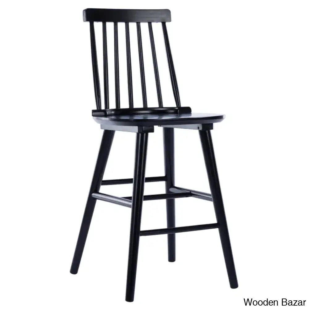 Hanic 24’’ Wide Swivel Square Seat Sleek Solid Wood Slat High Back Counter And Height Bar Stool