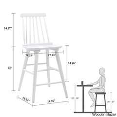 Hanic 24’’ Wide Swivel Square Seat Sleek Solid Wood Slat High Back Counter And Height Bar Stool