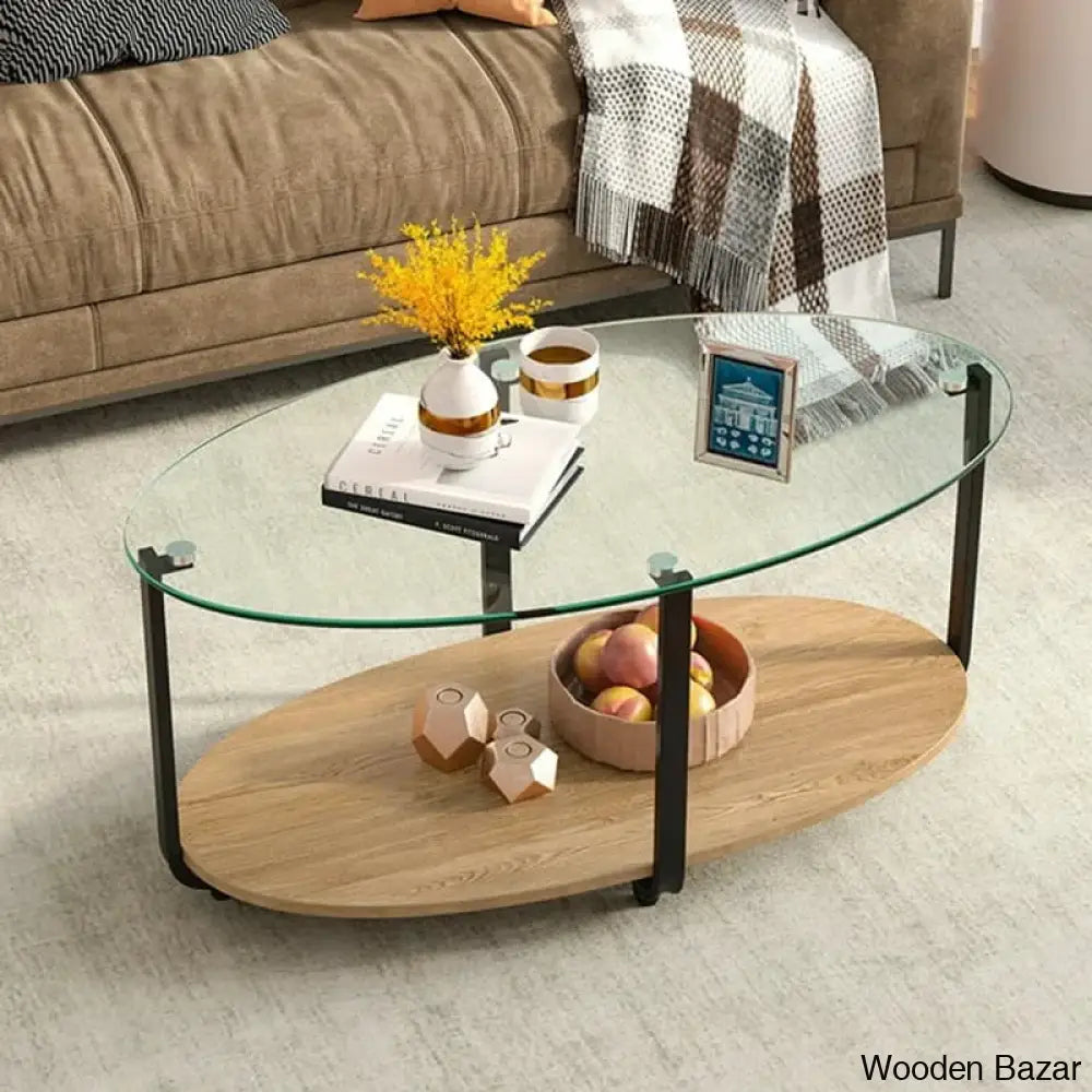 Hanishawn Glass Top Coffee And Center Table