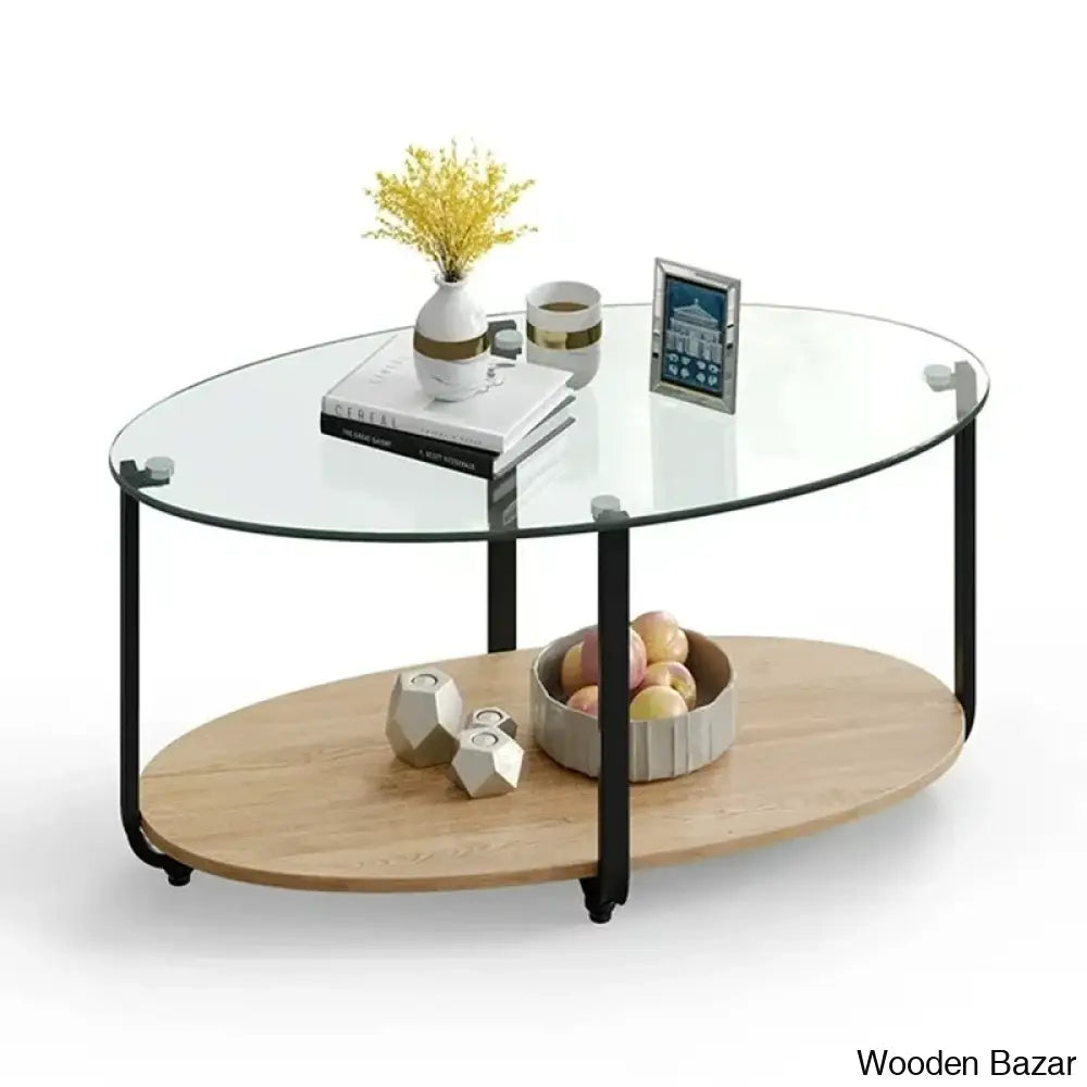 Hanishawn Glass Top Coffee And Center Table