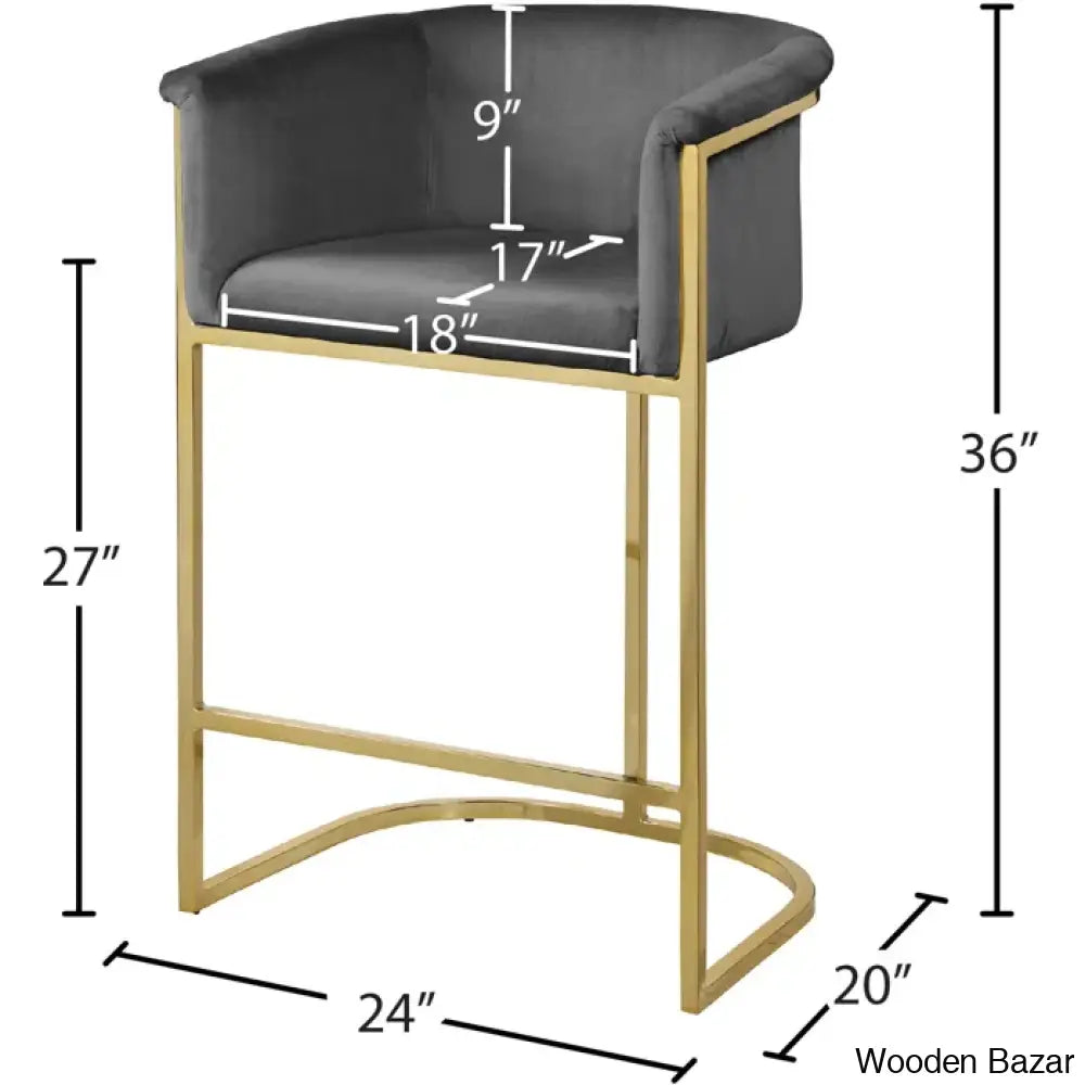 Haniz Upholstered 27’’ Counter Stool With Metal Frame