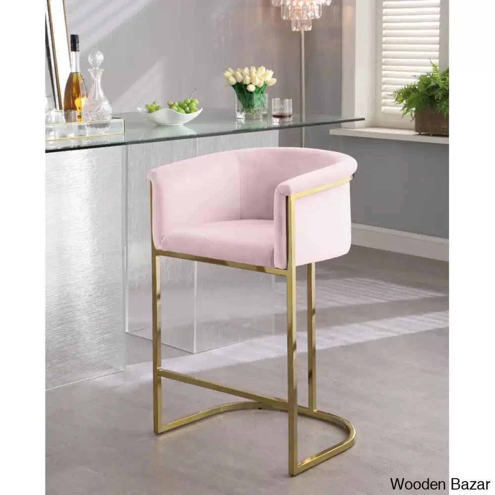 Haniz Upholstered 27’’ Counter Stool With Metal Frame