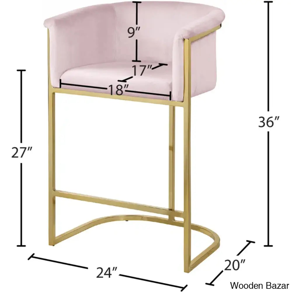 Haniz Upholstered 27’’ Counter Stool With Metal Frame