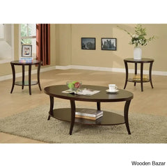 Hansimer Solid Wood Top Coffee And Center Table