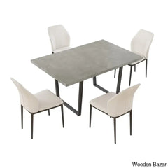 Hardian 4 Seater Rectangular Dining Table Set With Chairs For Kitchen Room