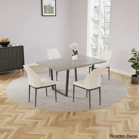 Hardian 4 Seater Rectangular Dining Table Set With Chairs For Kitchen Room